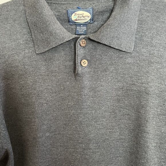 Tommy Bahama Mens Long Sleeve Modal/Cotton 2 Button Placket Sweater Gray Medium - Picture 3 of 11